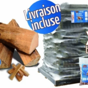 Bois de chauffage – Bûches 40 cm, 3.32m³, 4.5 stères + 16 sacs bois d’allumage