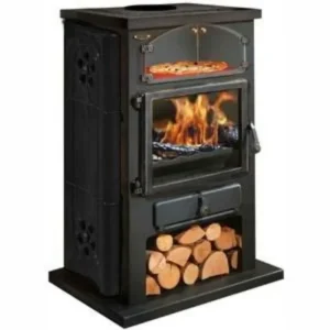 Poêle à Bois Chamonix XXL Décor Céramique porte Laitonnée 12kW